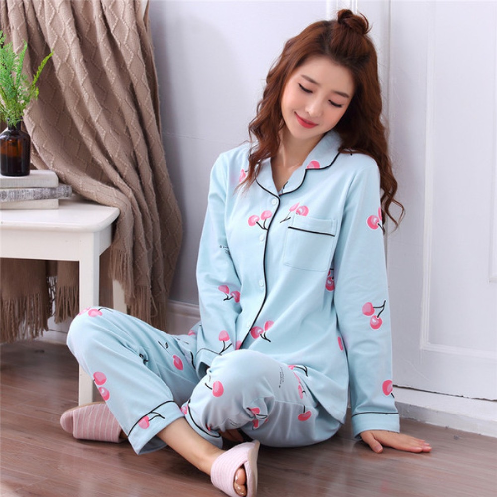 Maternity Wear - Damska dwuczęściowa piżama z długim rękawem,