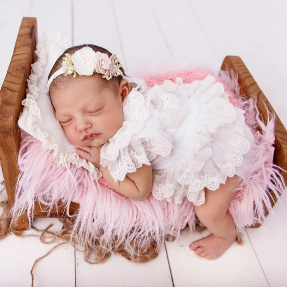 Infant Photography Props Outfit - Rekwizyty do sesji noworodkowej dziewczynki, koronkowy