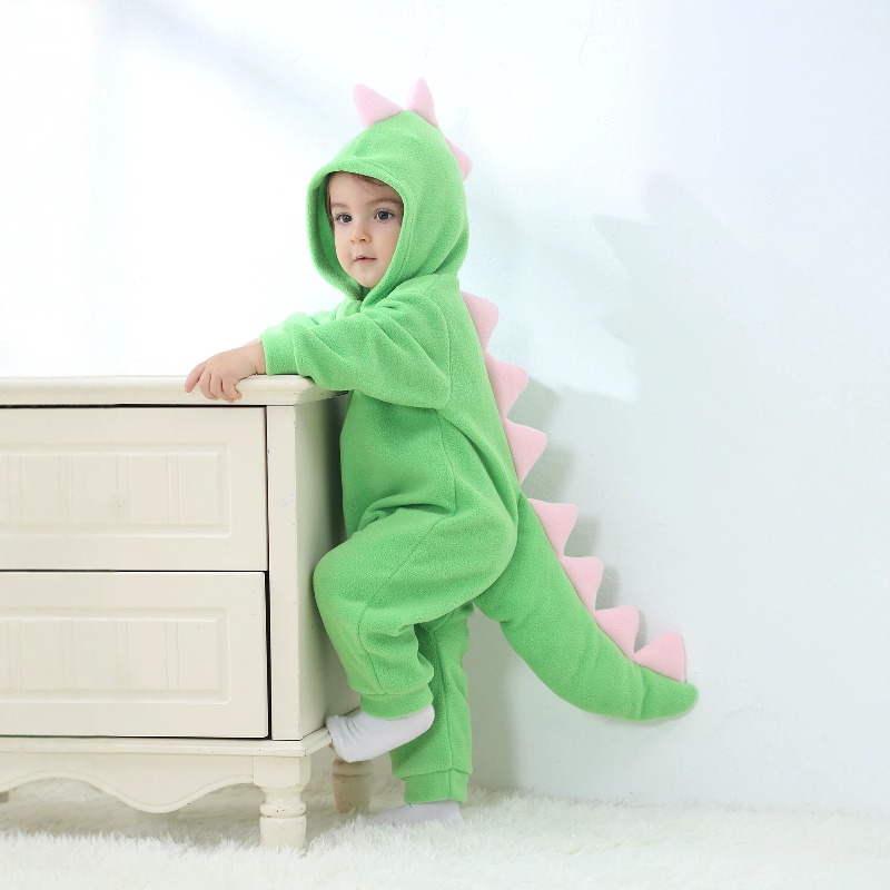Cotton Baby Onesies Zipper - Zielony kombinezon z kapturem dla noworodka