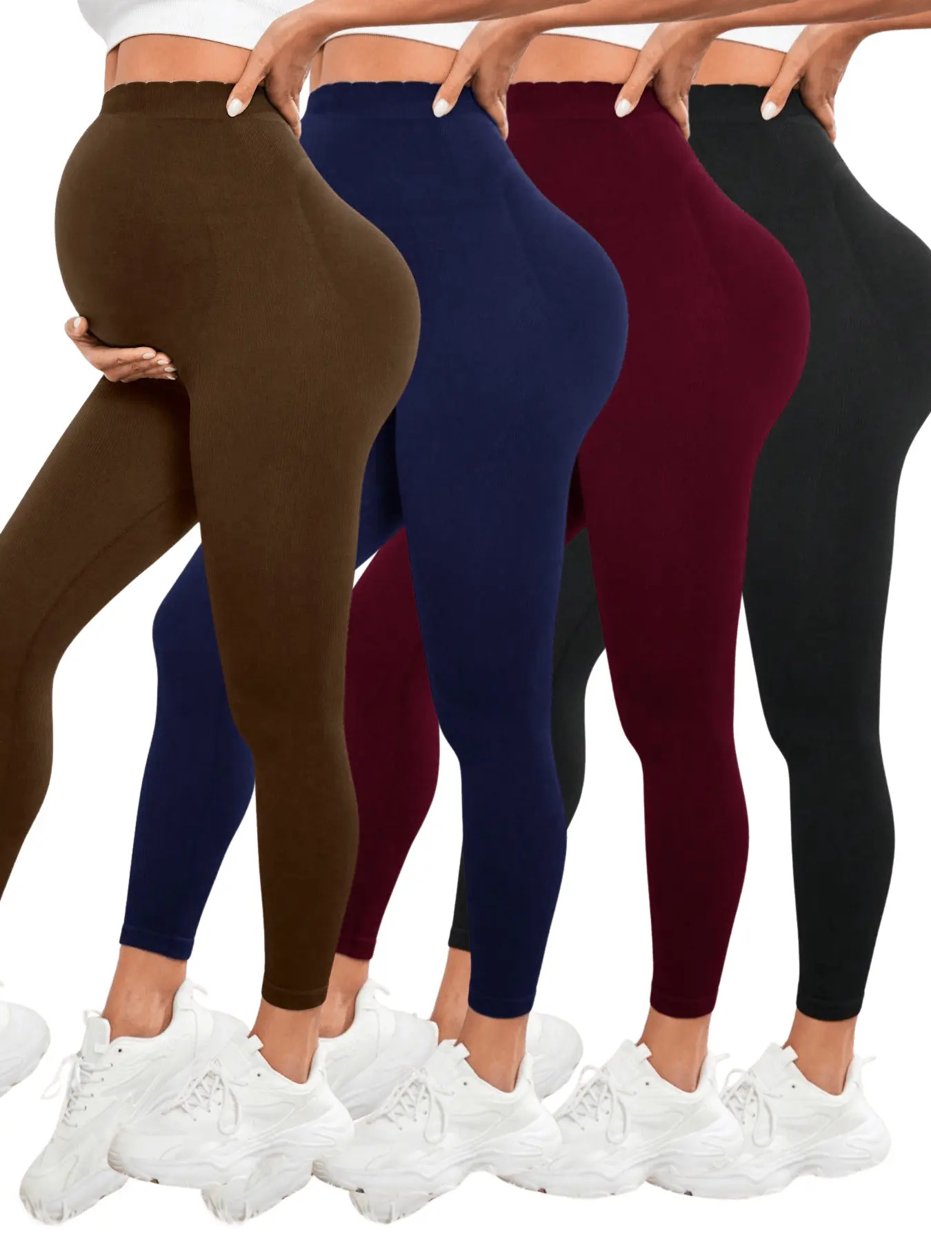 Maternity Wear - Damskie legginsy ciążowe na brzuchu, odzież