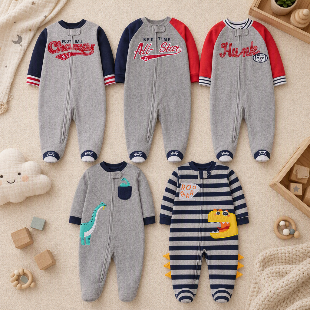 Cotton Baby Onesies Zipper - Dwustronny bawełniany pajacyk niemowlęcy z zakrytymi